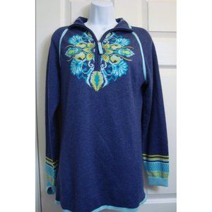 Athleta Blue Floral Sweater Tunic Size medium